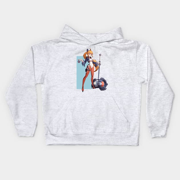 Blonde Hair Girl Kids Hoodie by Teknokrieg